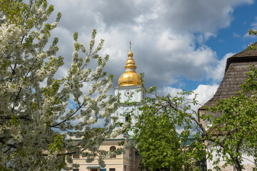 In the spring at St. Michael's Golden-Domed Cathedral in Kiev