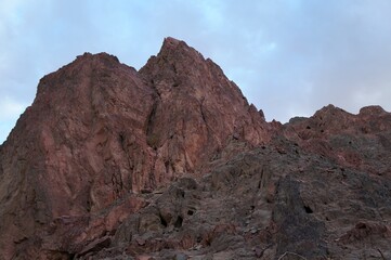Hiking in mountains near Eilat, Israel, twilight time