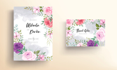 Beautiful floral wedding invitation card design