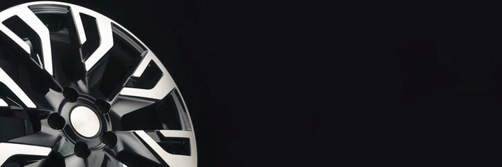 alloy wheel close-up. New modern style, techno technological design, panoramic