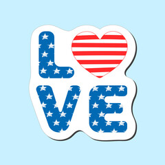USA Independence Day stickers. 4th of July. i love America. executed illustration in cartoon style  © Bulgakova Kristina