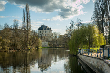 Winter Sunset on Castel Raoul with reflection, Chateauroux, France