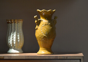 two old vases on old vintage house