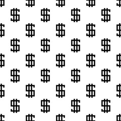 Black pixel signs of dollars isolated on white background. Monochrome seamless pattern. Vector simple flat graphic illustration. Texture.