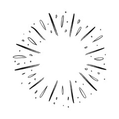 Obraz premium Star burst or sunburst doodle illustration. Hand drawn firework design element. Vector illustration.