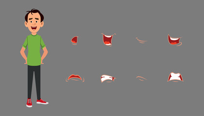 Character lip sync expression set. Different emotions for custom animation