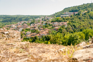 Fototapeta na wymiar Beautiful scenery of the houses in Veliko Tarnovo village in Bulgary