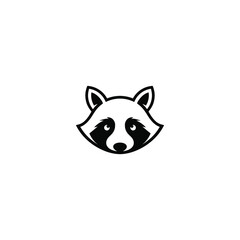 raccoon head  line art monoline logo vector icon - obrazy, fototapety, plakaty
