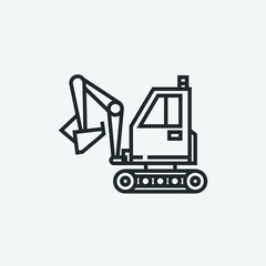 Bulldozer vector icon illustration sign
