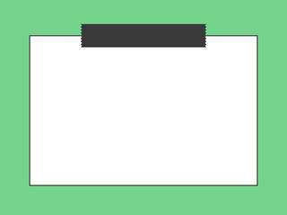 メモ用紙のフレーム素材、イラスト （マスキングテープ、モノクロ、緑色背景、横長ver）