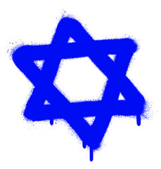 Isolated SIX-POINTED STAR. Jewish religious and national symbol. Spray paint graffiti.