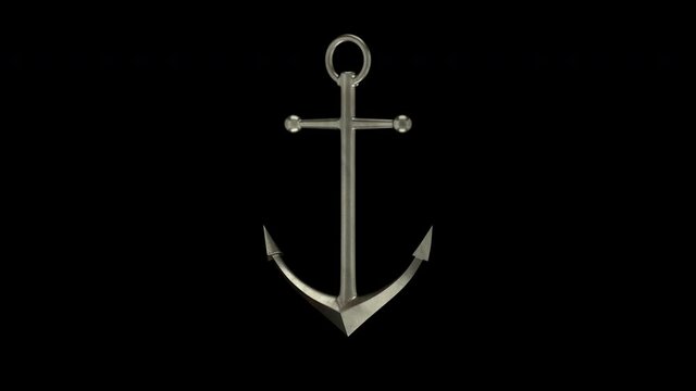 Spinning anchor isolated on alpha channel, seamless looping, 4K 