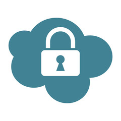 cloud with padlock, security concept, vector illustration 