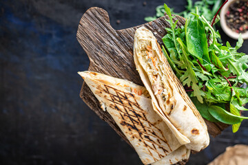 shawarma doner kebab sandwich roll burrito vegetables sauce taco menu Takeaway snack veggie...