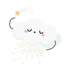  cloud with magic wand on the white background