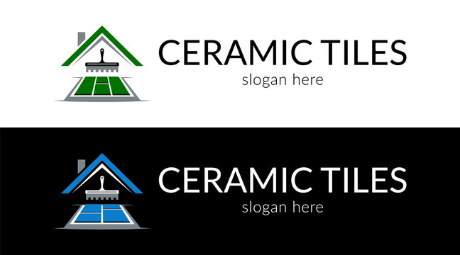Creative ceramic tiles logo in perspective