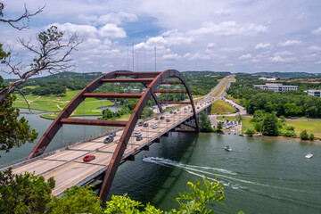 Pennybacker Bridge over Colorado river near Austin Texas 