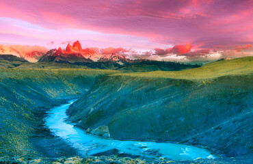 Sunrise in the mountains, El Chalten, Patagonia, Argentina