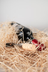 Macro view of corkscrew with cork selective focus