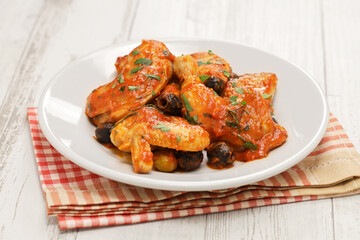 pollo alla cacciatora, Italian hunter style braised chicken dish