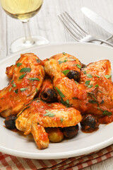pollo alla cacciatora, Italian hunter style braised chicken dish