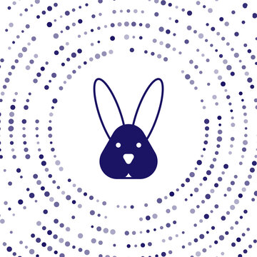 Blue Animal cruelty free with rabbit icon isolated Blue background. Abstract circle random dots. Vector