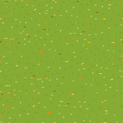 Lawn grass seamless with autumn leaves,Vector cartoon nature green field texture,Cute meadow with orange, yellow leaves in Fall season,Pattern Autumnal background,Endless backdrop for Mid Autumn