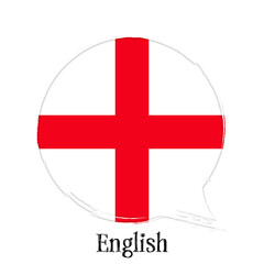 English language, England flag, banner with grunge brush. Illustration of book, dictionary, vocabulary.