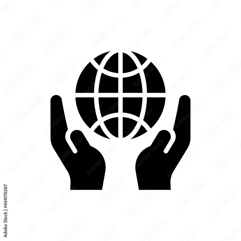 Poster save the world vector solid icon style illustration. eps 10 file