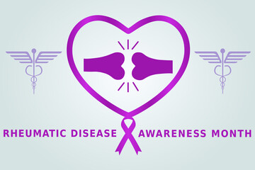Rheumatic disease awareness month flat vector illustration. A health design for banner, poster, web. Protection, healthcare, prevention concept.