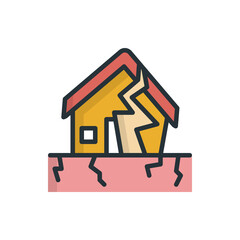Earthquake vector Filled Outline icon style illustration. EPS 10 File