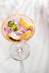 Colorful cocktails on the bar table in restaurant.