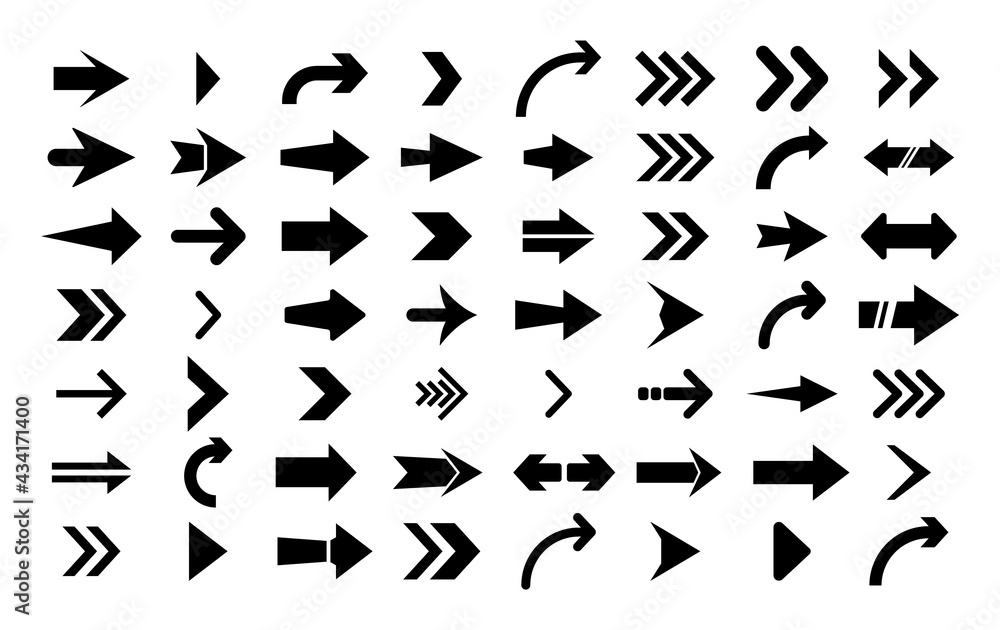 Poster Arrow icon. Big set of vector flat arrows. Collection of concept arrows for web design, mobile apps, interface and more.