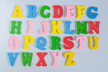 Alphabet Letters  in different colors for decoration of kids.