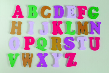 Alphabet Letters  in different colors for decoration of kids.