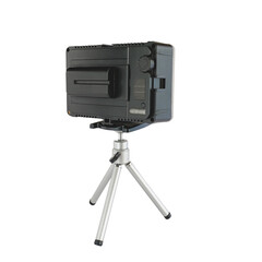 Video light box on small  tripot on white background.