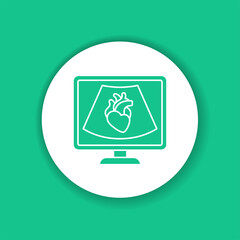 Echocardiogram machine color glyph icon. Medical and scientific concept.