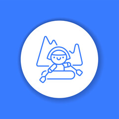 Cute girl rafting color glyph icon. Outdoor activities kawaii pictogram.