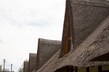 gray thatched roofs, attics with window
