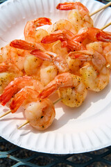 Shrimp Kebabs Paper Plate
