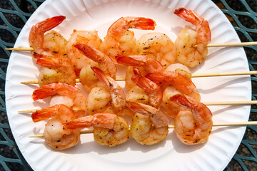 Shrimp Kebabs Paper Plate