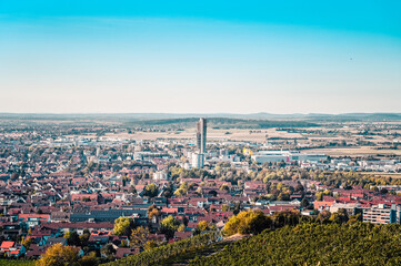 Beautiful view of the cityscape of the German city of Fellbach near Stuttgart.