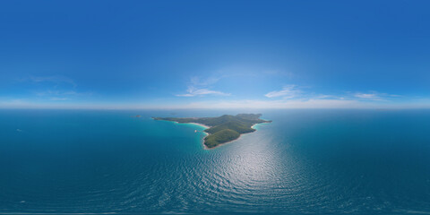 360 panorama by 180 degrees angle seamless panorama of aerial view of Koh Larn beach, Pattaya with...