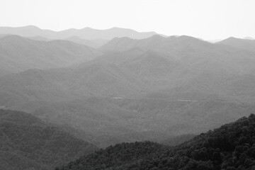 Distant Mountains in Black and White