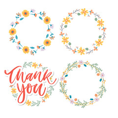 Cute Thank You Script Card Flowers Letter text