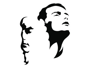 black and white abstract silhouette portrait