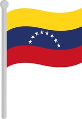 Vector illustration of the flag of Venezuela on a pole