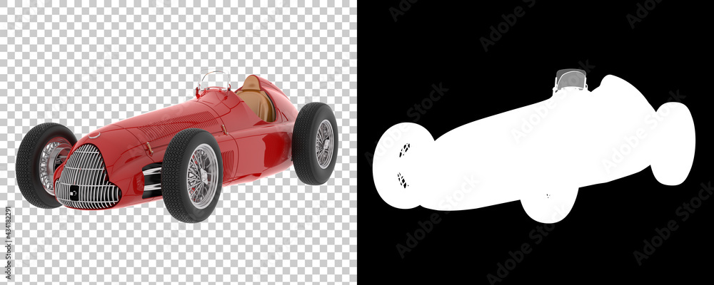 Poster retro race car isolated on background with mask. 3d rendering - illustration