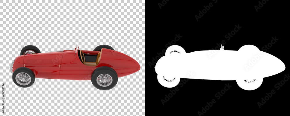 Poster retro race car isolated on background with mask. 3d rendering - illustration