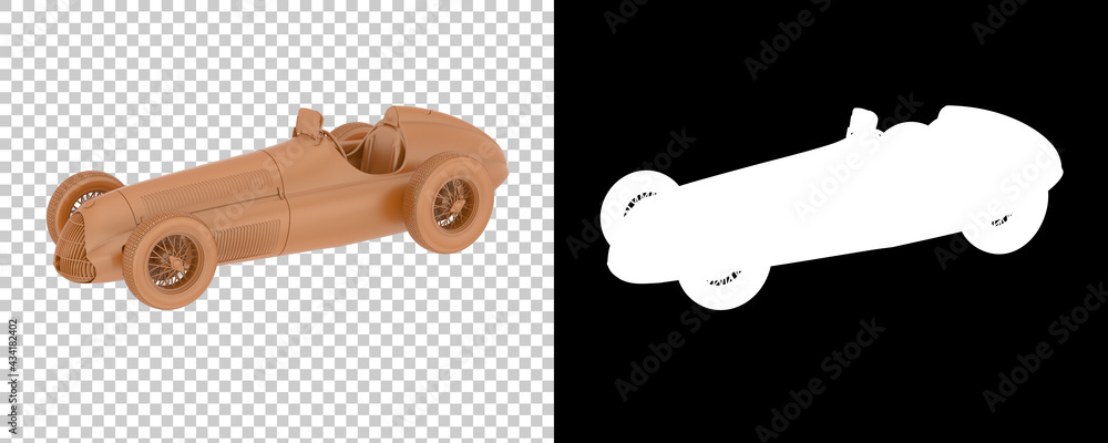 Poster retro race car isolated on background with mask. 3d rendering - illustration